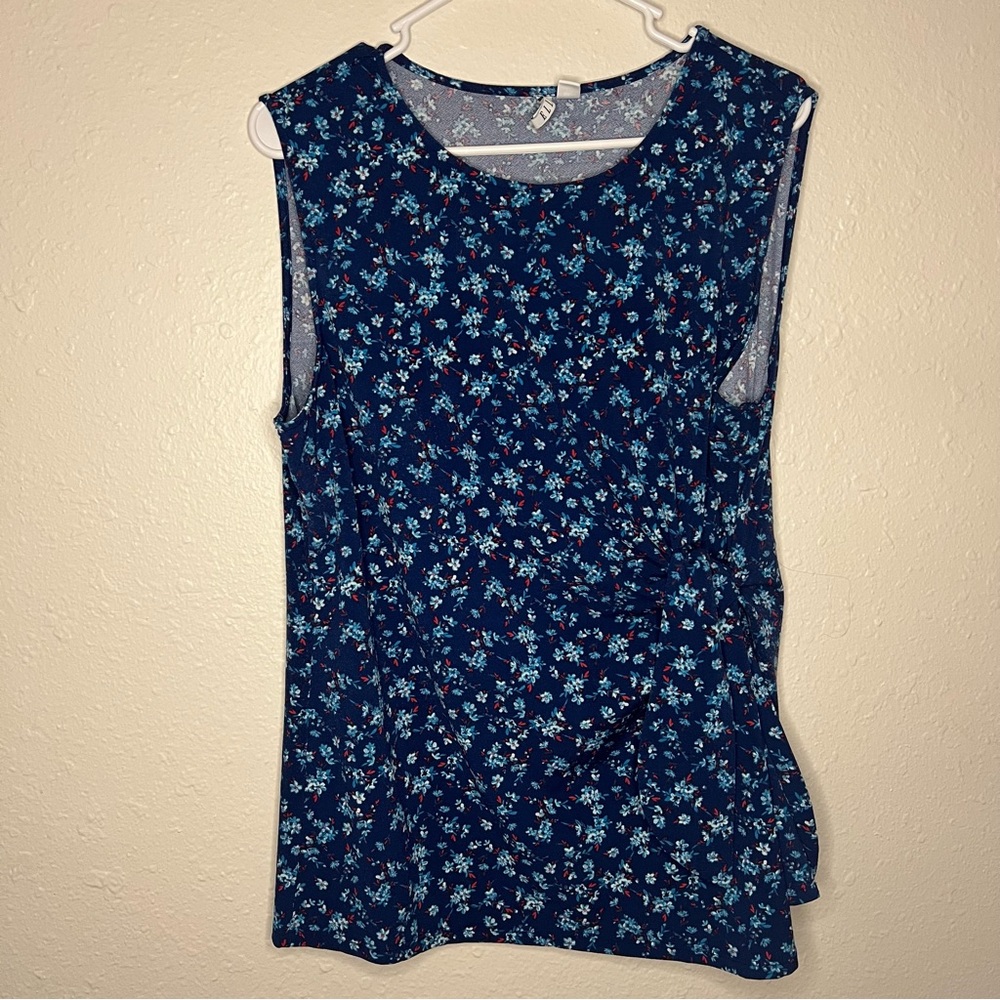 Elle Navy Blue Floral Sleeveless Camisole Size XXL